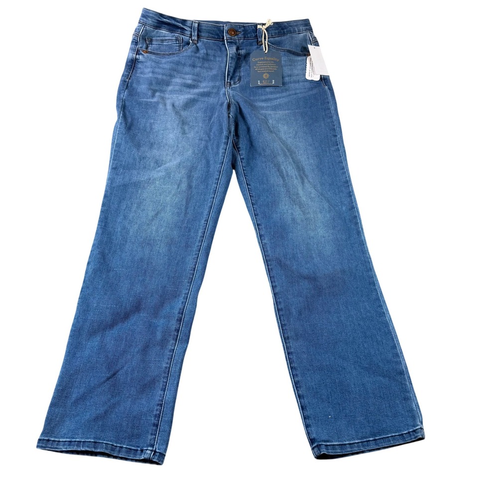 NWT Democracy Absolution High Rise Straight Leg Jeans Blue Size 14 Luxe Touch